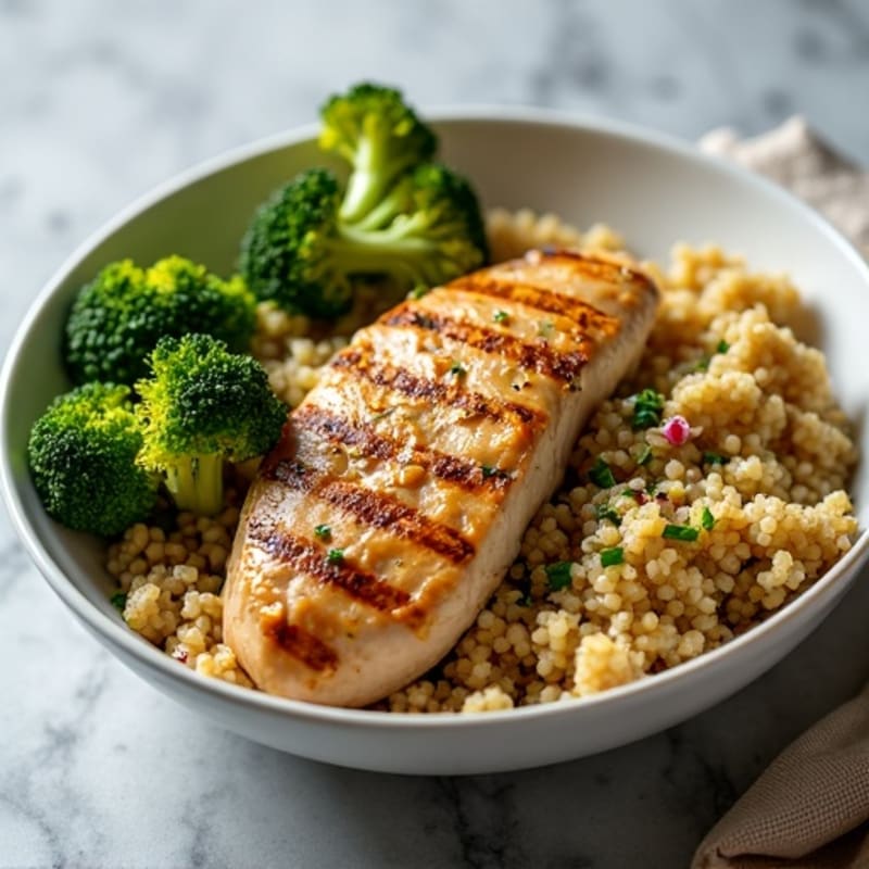 Grilled Chicken Quinoa Bowl with Roasted Broccoli