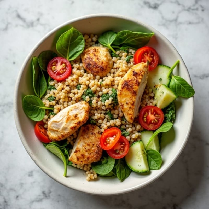 Roasted Chicken and Quinoa Power Bowl with Lemon Herb Dressing