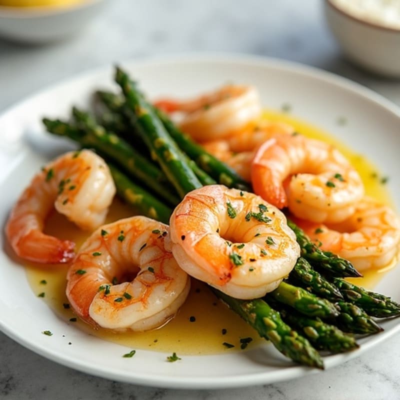 Pan-Seared Lemon Garlic Shrimp with Roasted Asparagus