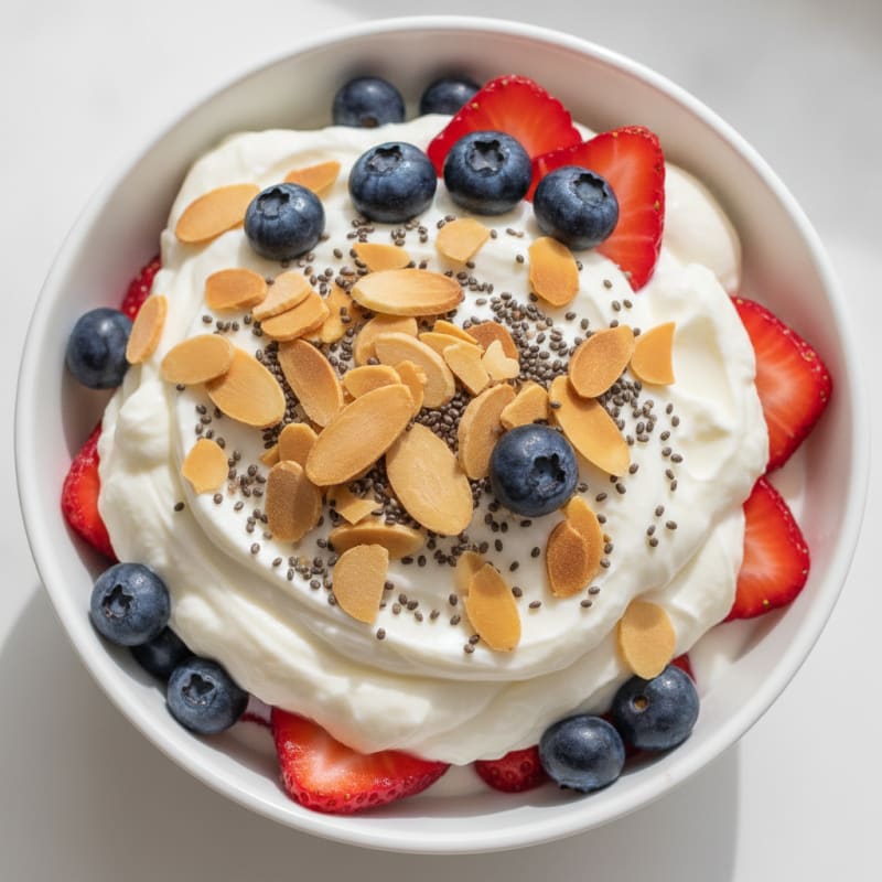 Creamy Greek Yogurt Protein Parfait with Berries and Almonds