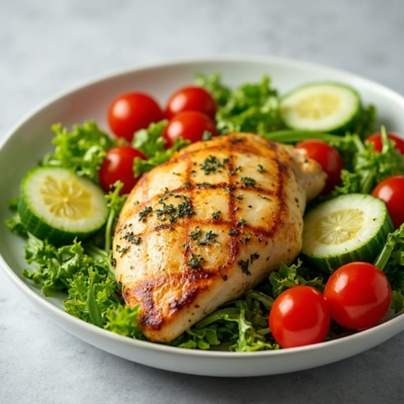 Herb-Roasted Chicken with Crisp Greens and Zesty Lemon Dressing