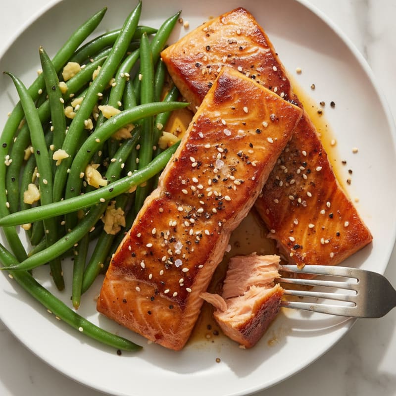 Pan-Seared Teriyaki Salmon with Green Beans