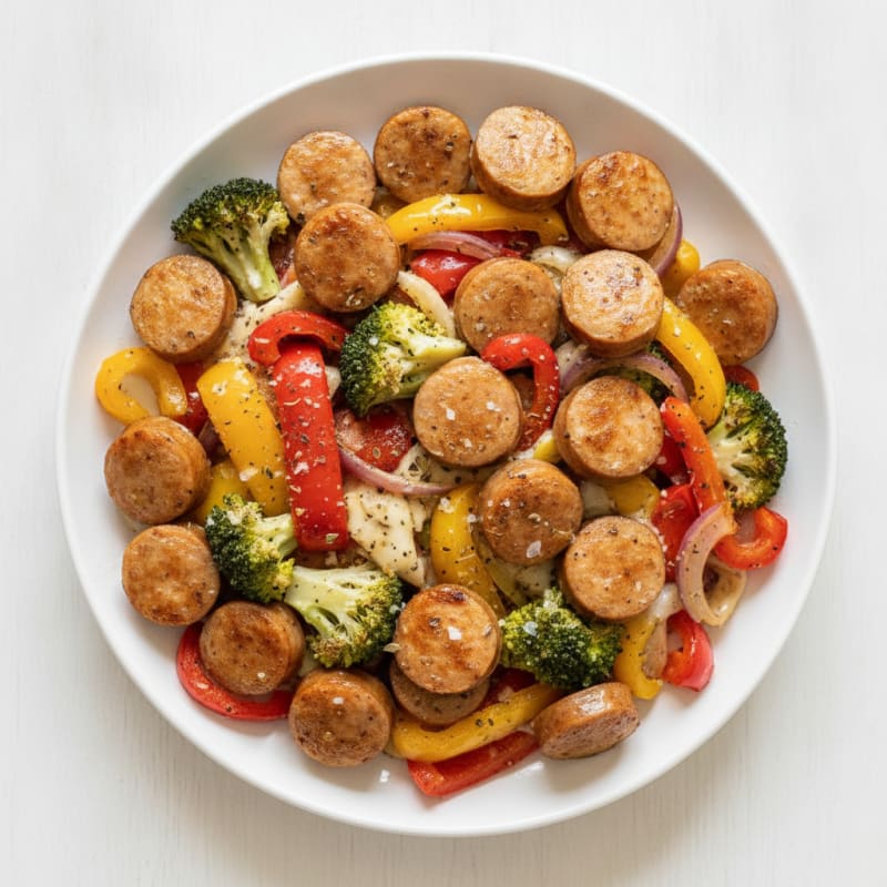 High-Protein Sheet Pan Breakfast Sausage and Veggie Bake