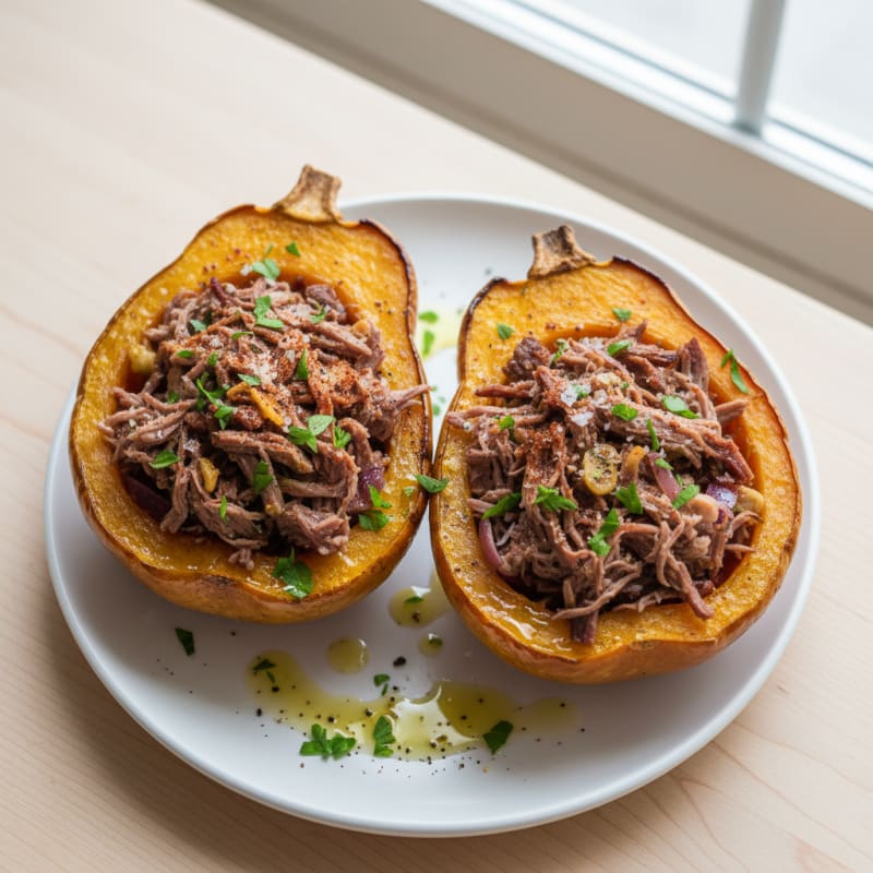 Tender Smoky Brisket Stuffed Acorn Squash