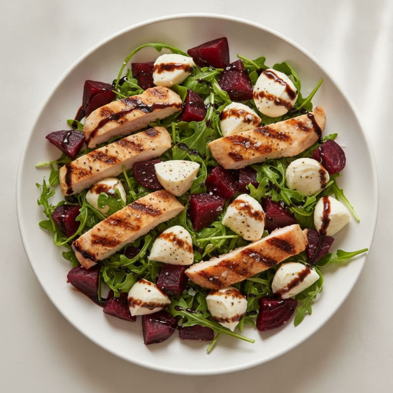Roasted Beet and Mozzarella Salad with Grilled Chicken