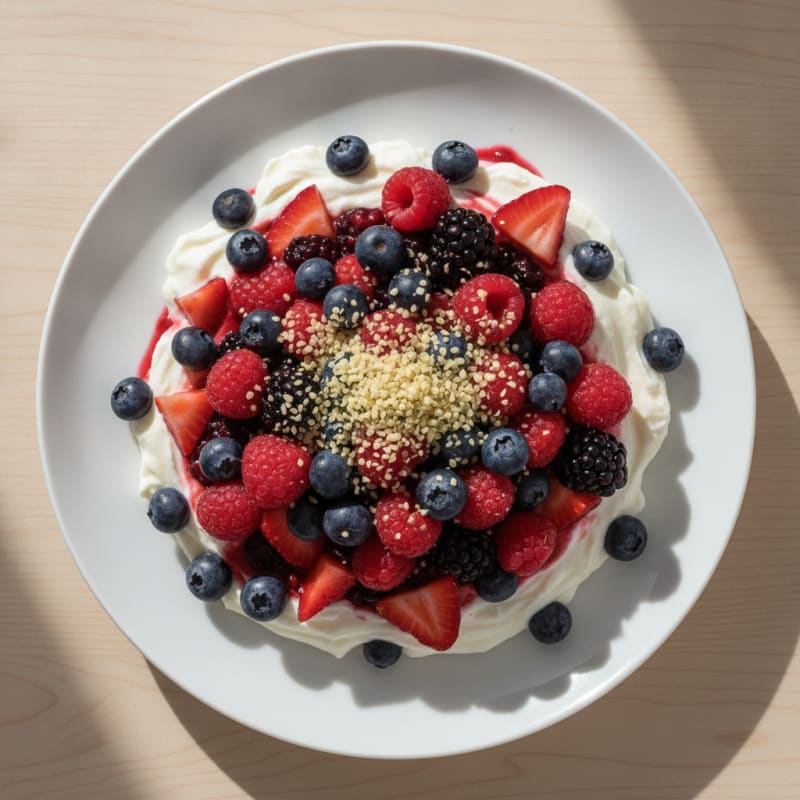 Vanilla Protein Yogurt Parfait with Mixed Berries