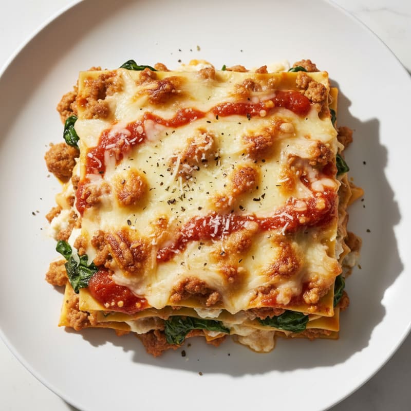 Creamy Three-Cheese Baked Lasagna
