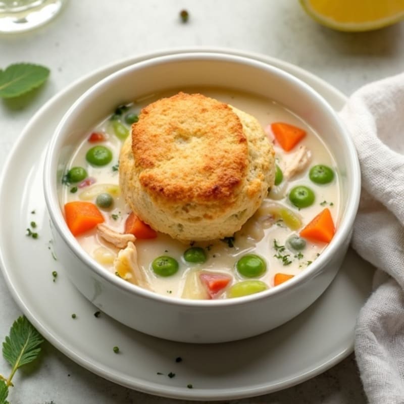 Creamy Chicken and Vegetable Pot Pie with Golden Biscuit Topping