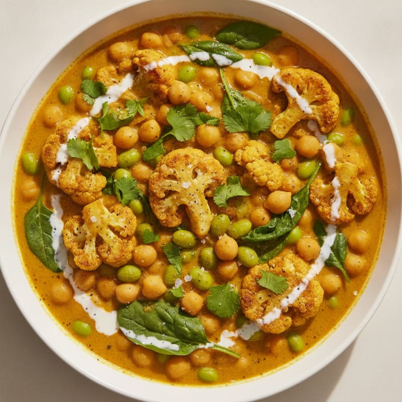 Roasted Cauliflower Chickpea Curry