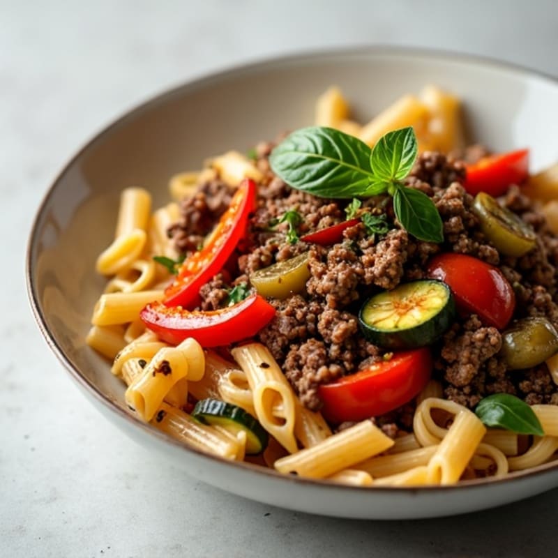 Lean Beef and Roasted Vegetable Pasta Bowl