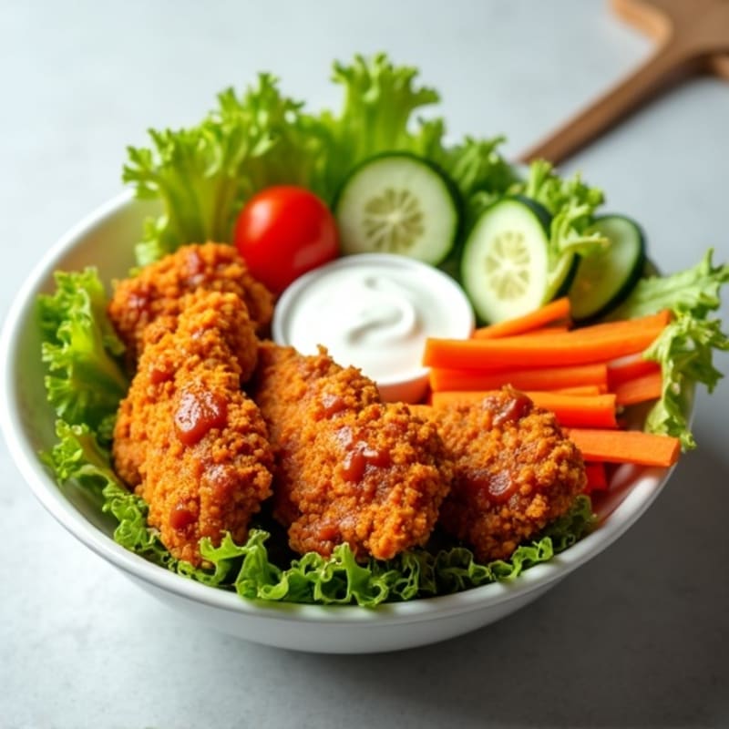 Crispy Buffalo Chicken Bowl with Creamy Ranch and Fresh Veggies