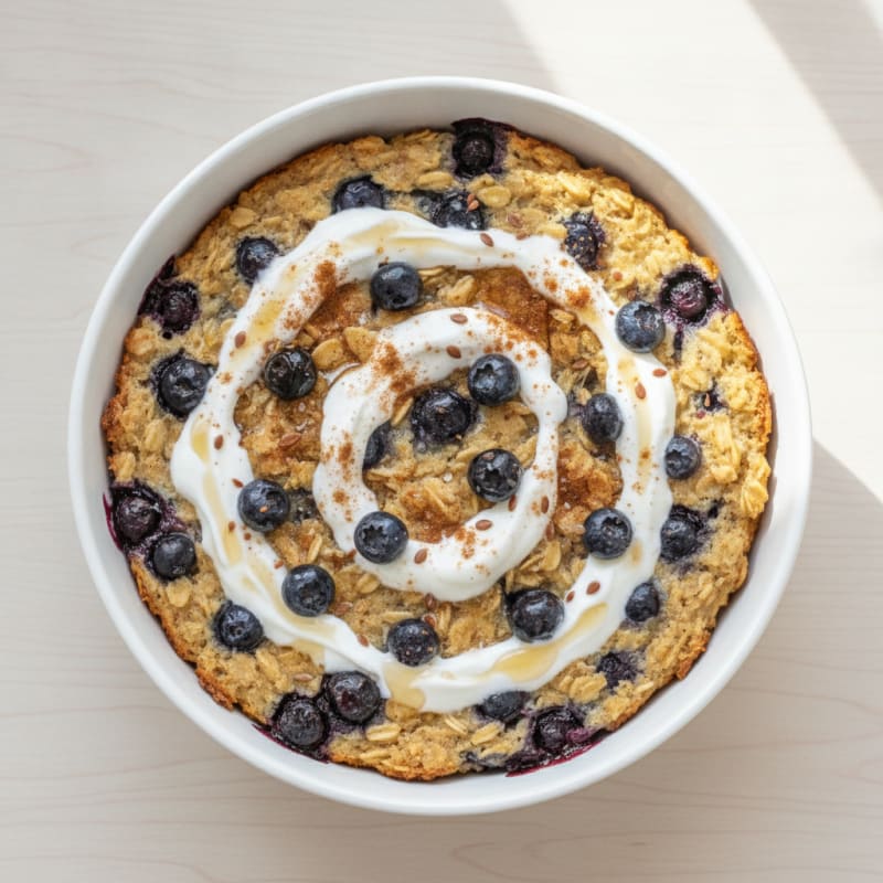 Baked Berry Oatmeal with Yogurt Swirl