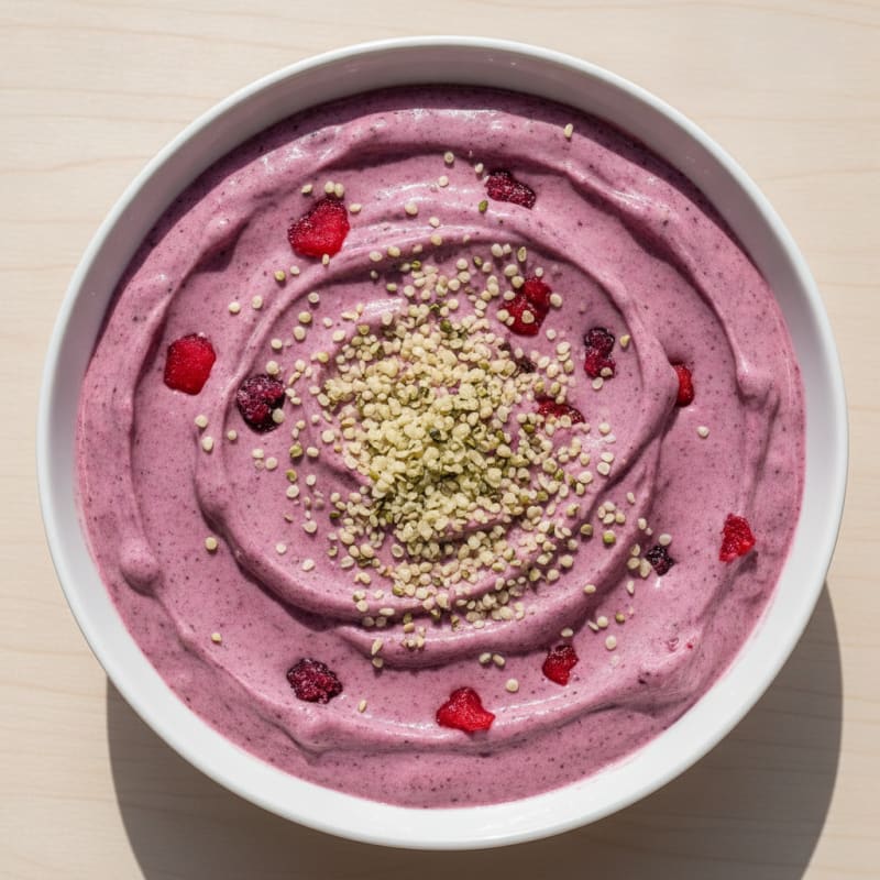 Cottage Cheese and Berry Protein Smoothie Bowl with Hemp Seeds