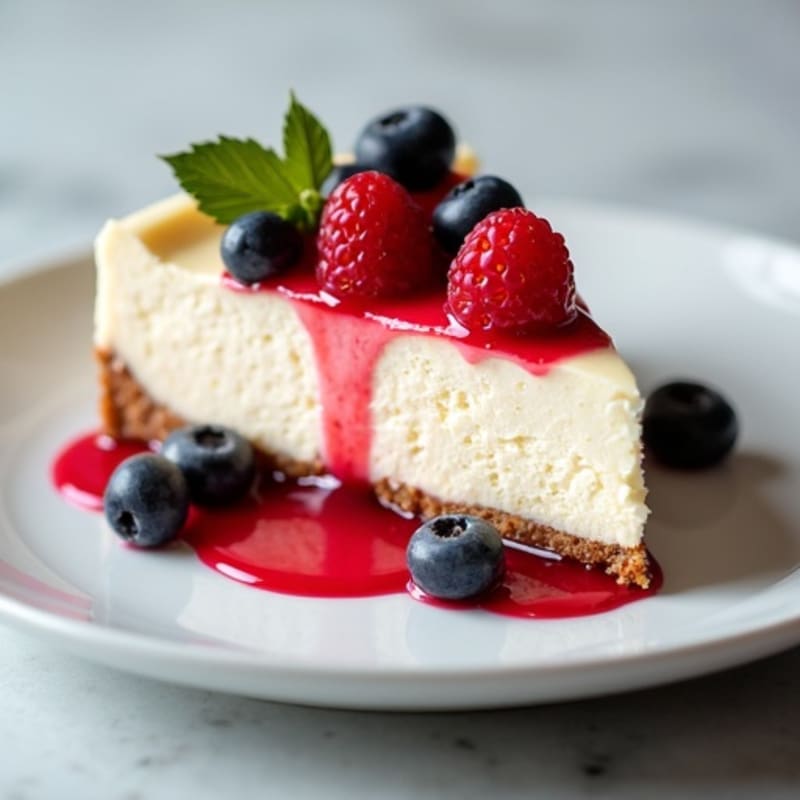 Greek Yogurt Protein Cheesecake with Mixed Berries