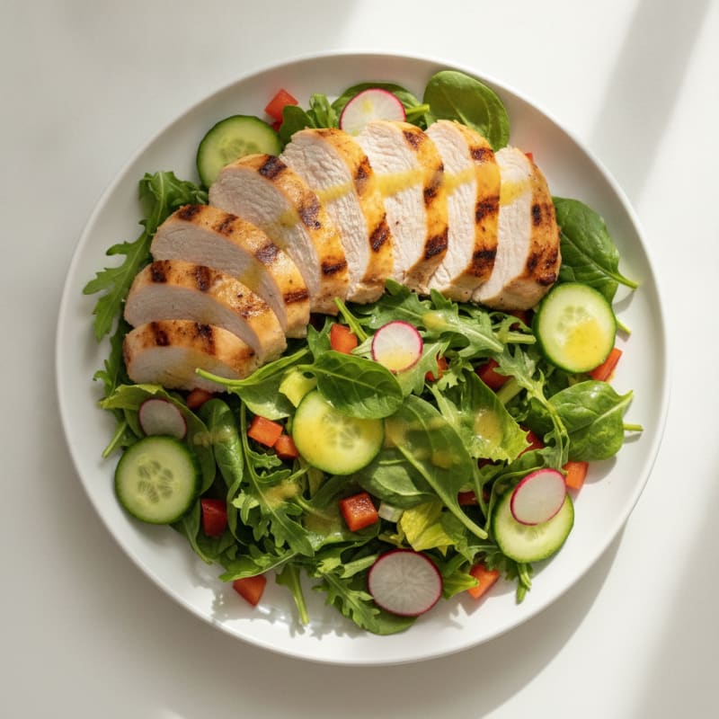 Grilled Turkey Breast Salad with Crunchy Vegetables and Lemon Vinaigrette