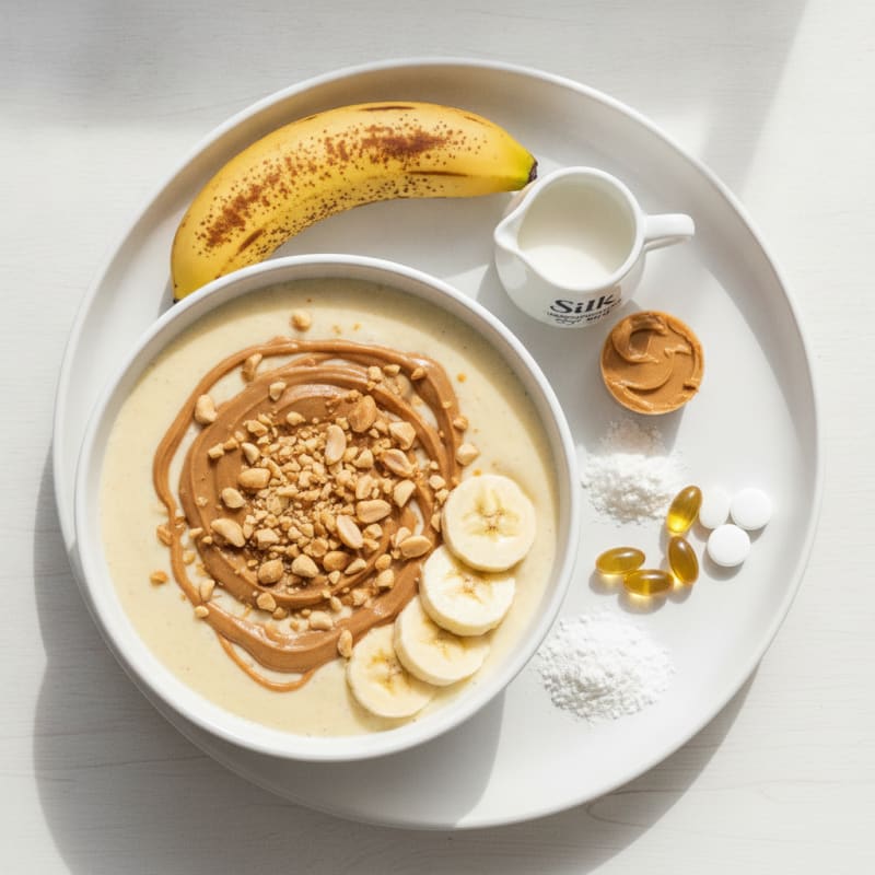 Vega Protein Banana Shake with Soy Milk and Supplements