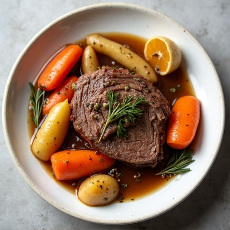 Tender Herb-Braised Pot Roast with Root Vegetables