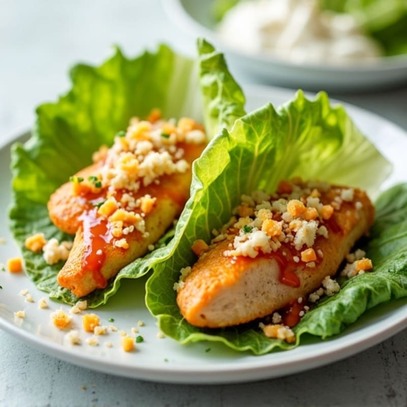 Buffalo Chicken Lettuce Wraps with Creamy Greek Yogurt Ranch