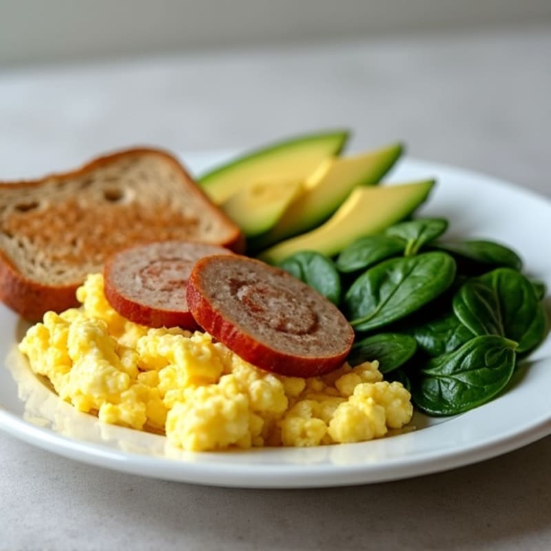 Egg White and Turkey Sausage Scramble with Spinach