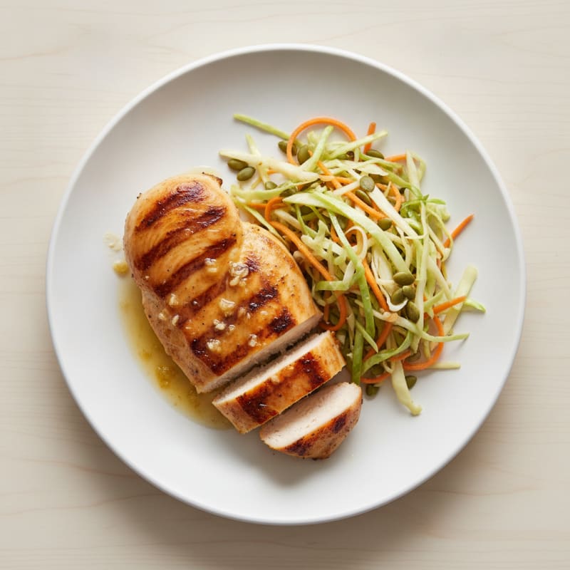 Grilled Chicken Breast with Crunchy Cabbage Slaw