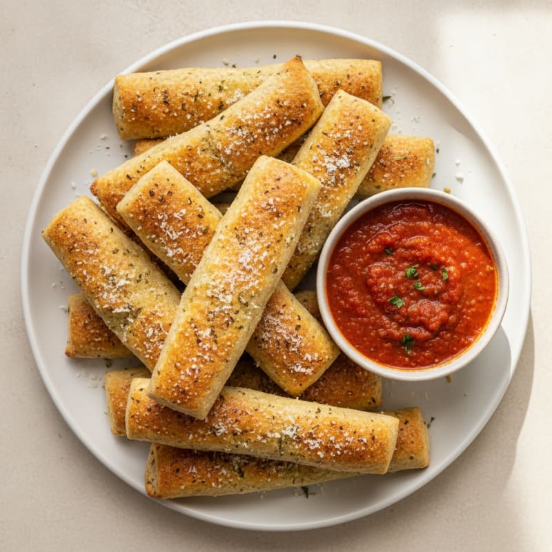 Garlic Parmesan Breadsticks with Marinara