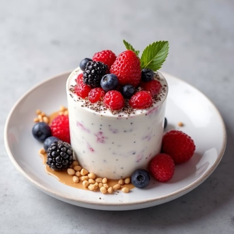 Greek Yogurt Protein Mousse with Mixed Berries