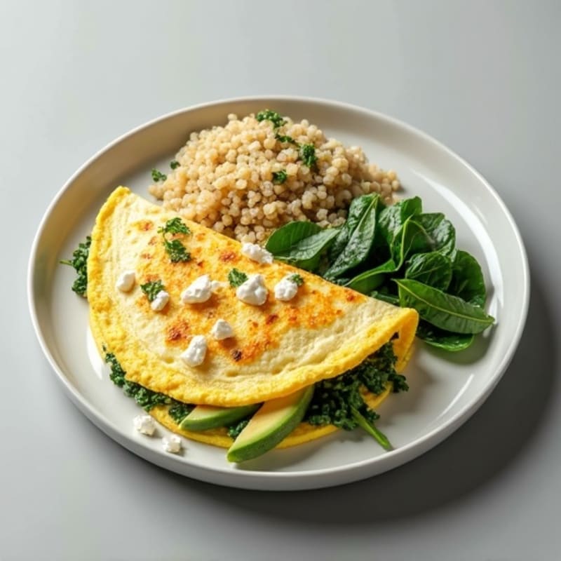 Egg White and Spinach Omelette with Quinoa and Avocado