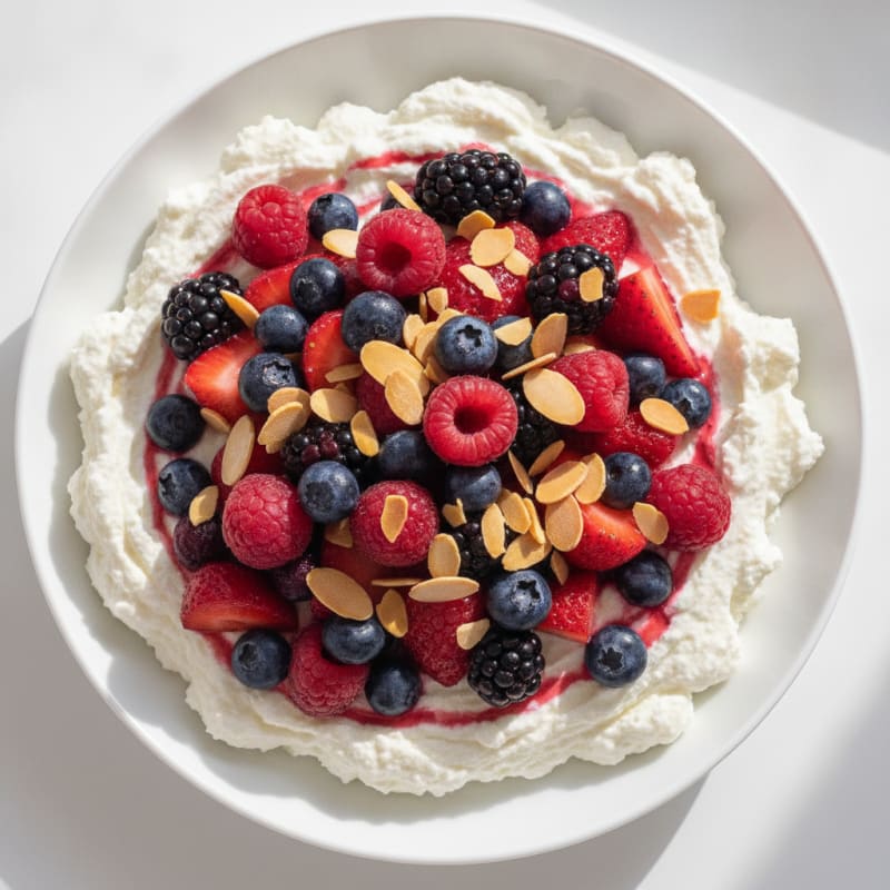 Greek Yogurt Protein Pudding with Mixed Berries