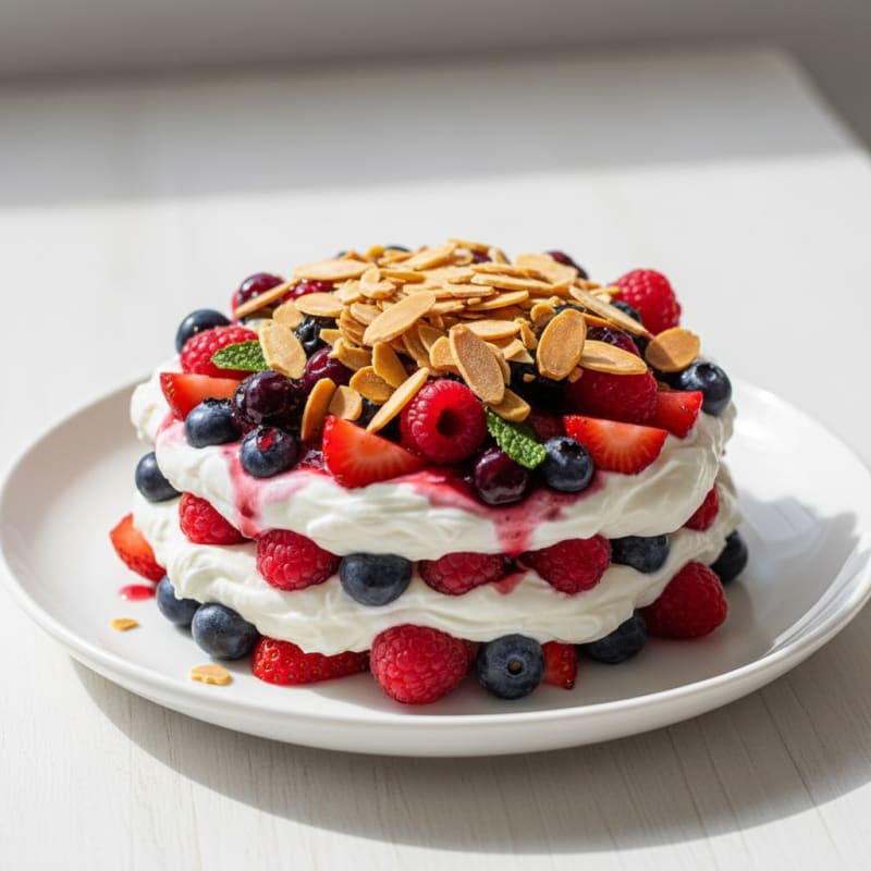 Greek Yogurt Protein Parfait with Mixed Berries and Almonds