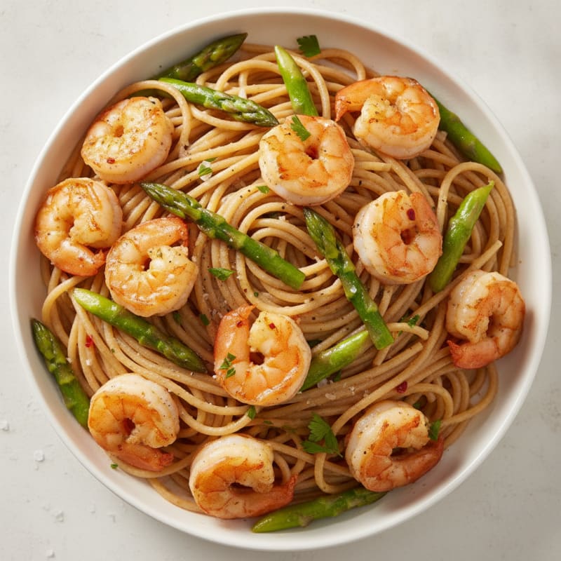 Garlic Shrimp Asparagus Pasta