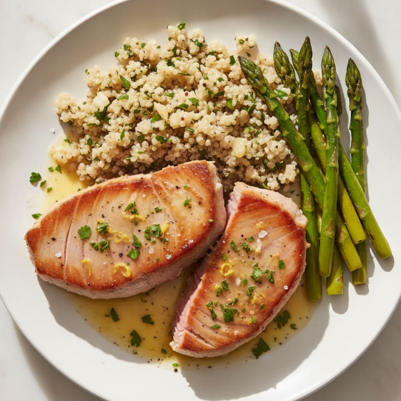 Pan-Seared Tuna with Lemon-Herb Sauce