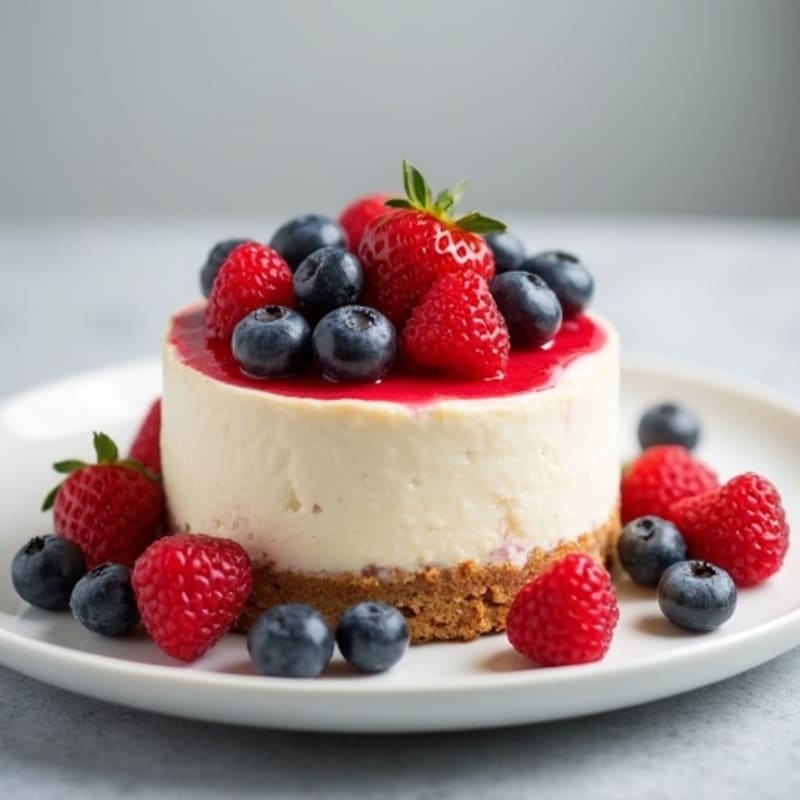 Greek Yogurt Protein Cheesecake with Fresh Berries