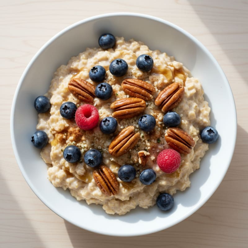 Maple Pecan Oatmeal with Berries