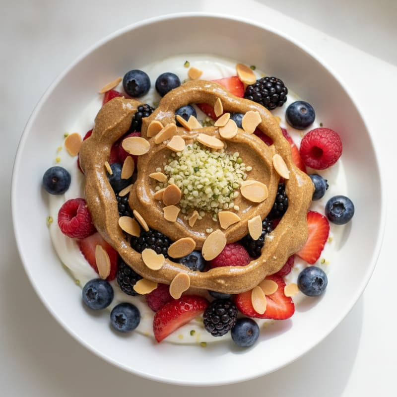 Greek Yogurt Parfait with Mixed Berries and Almond Butter