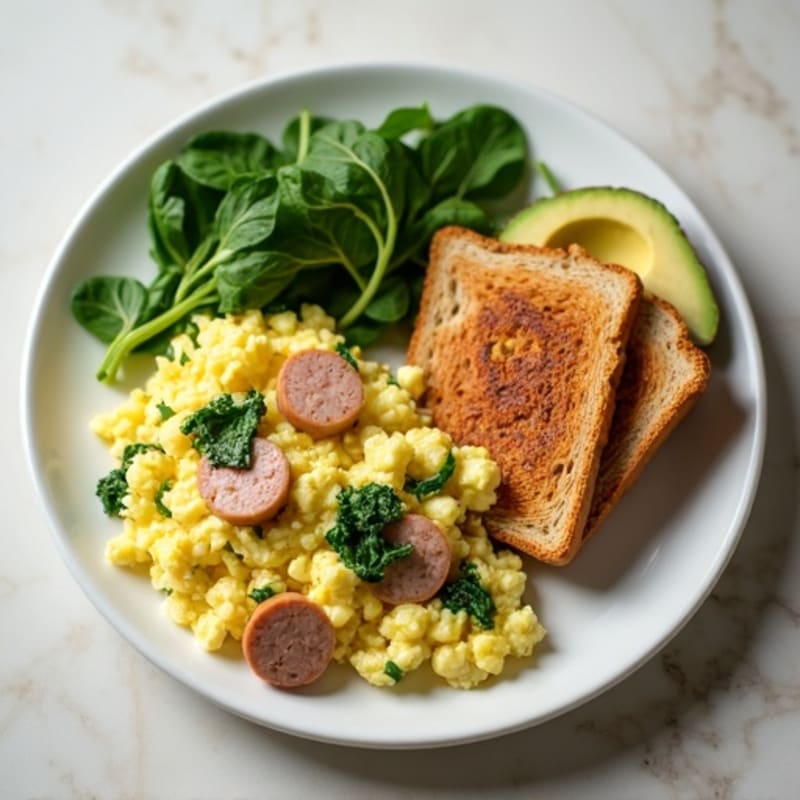 Egg White Scramble with Spinach and Turkey Sausage
