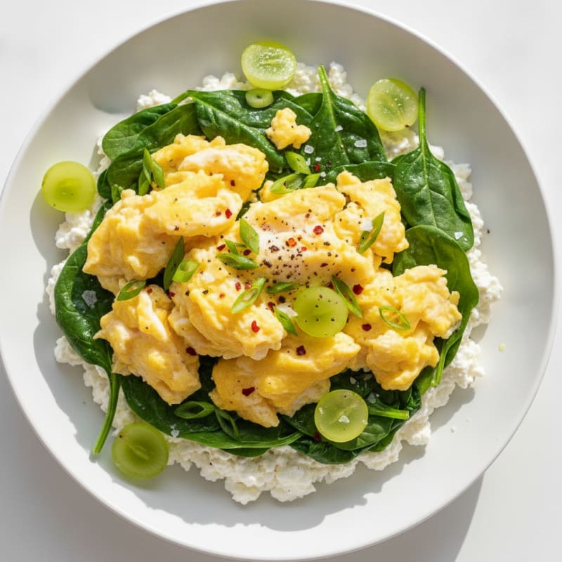 Scrambled Eggs and Cottage Cheese Breakfast Bowl