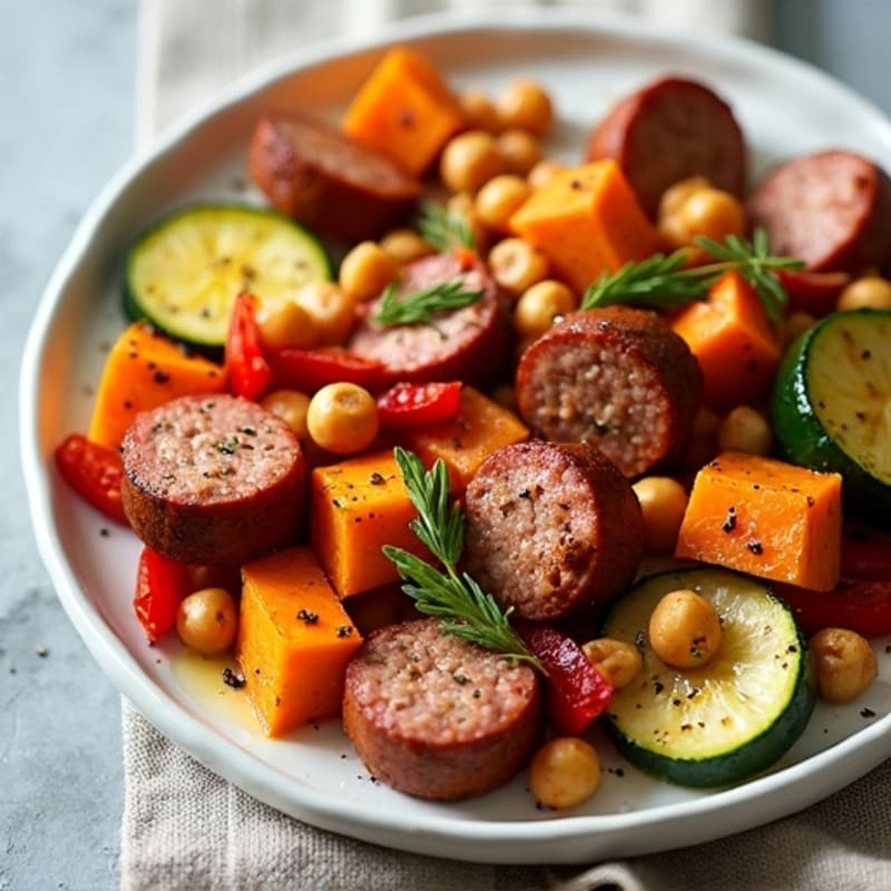 Herb-Roasted Sausage and Sweet Potato Sheet Pan Dinner