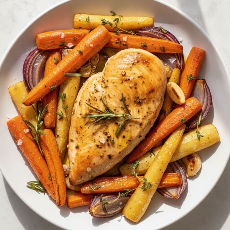 Garlic Herb Roasted Chicken with Root Vegetables