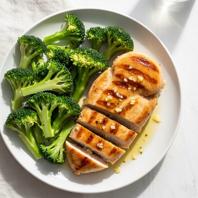 Grilled Lemon-Garlic Chicken Breast with Steamed Broccoli
