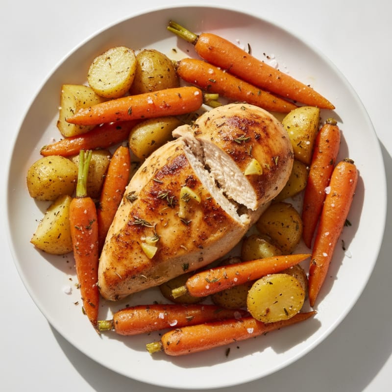Herb-Roasted Chicken with Potatoes and Carrots