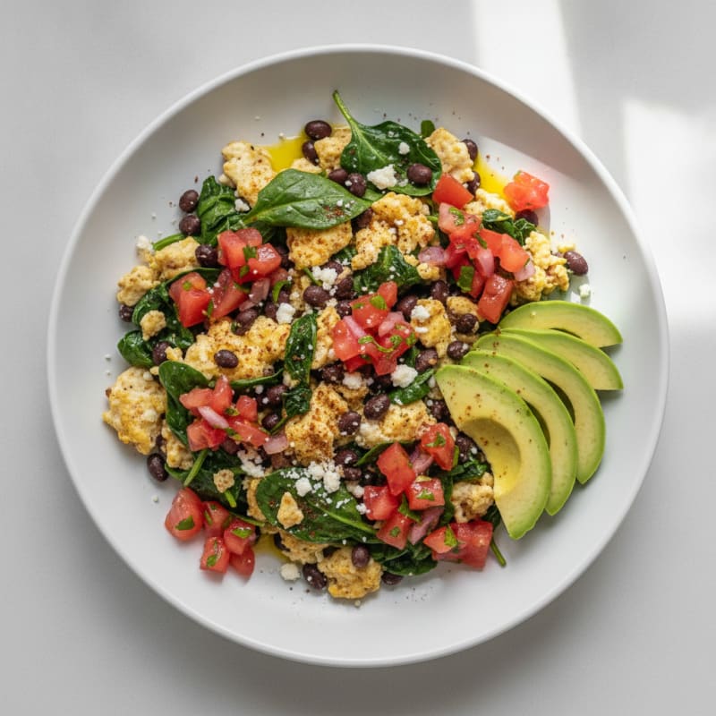 Egg White Scramble with Black Beans and Pico de Gallo