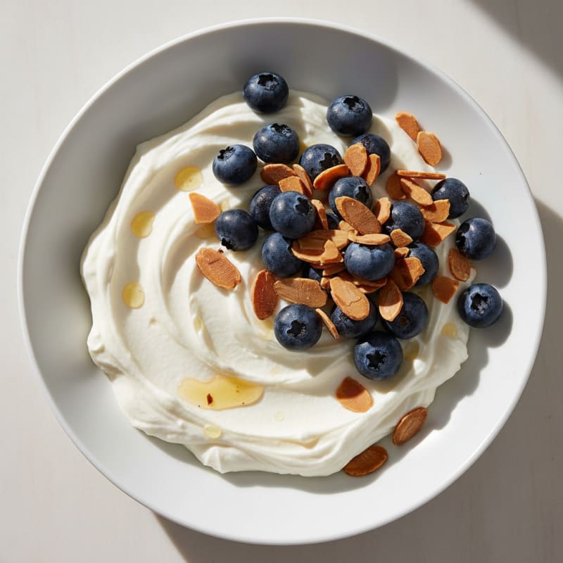 Silky Vanilla Protein Yogurt with Almonds and Berries