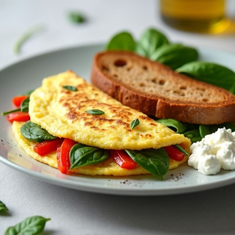 Egg White Vegetable Omelette with Cottage Cheese and Spinach