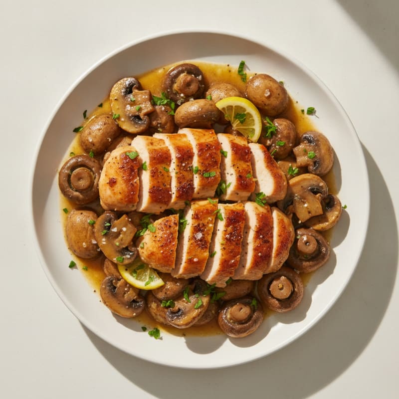 Roasted Garlic Butter Mushrooms with Chicken