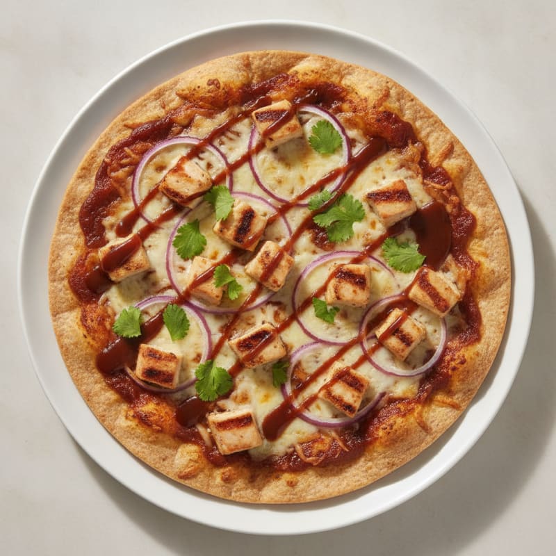 BBQ Chicken Tortilla Pizza with Red Onion