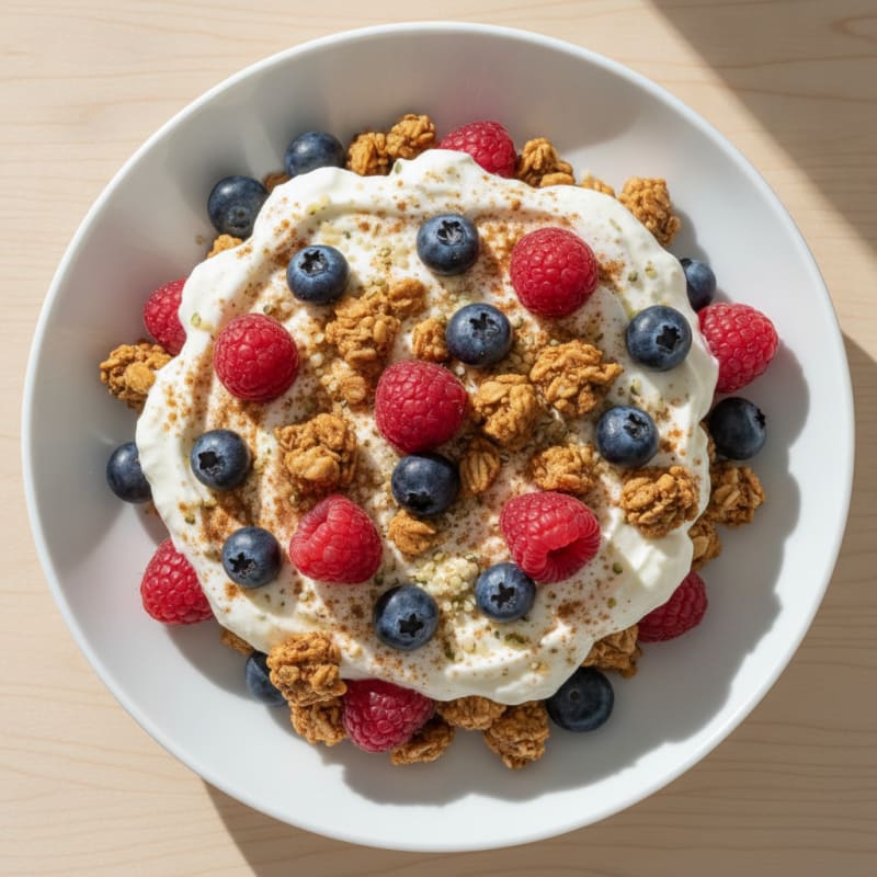 Berry Protein Yogurt Parfait with Granola Crunch