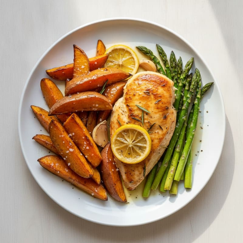 Lemon Herb Chicken with Roasted Sweet Potatoes
