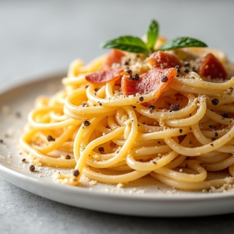 Creamy Whole Wheat Carbonara with Crispy Lean Pancetta