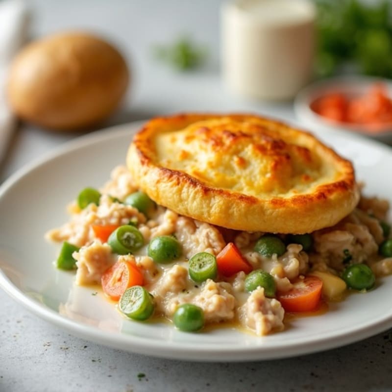 Creamy Turkey and Vegetable Pot Pie with Crispy Potato Topping