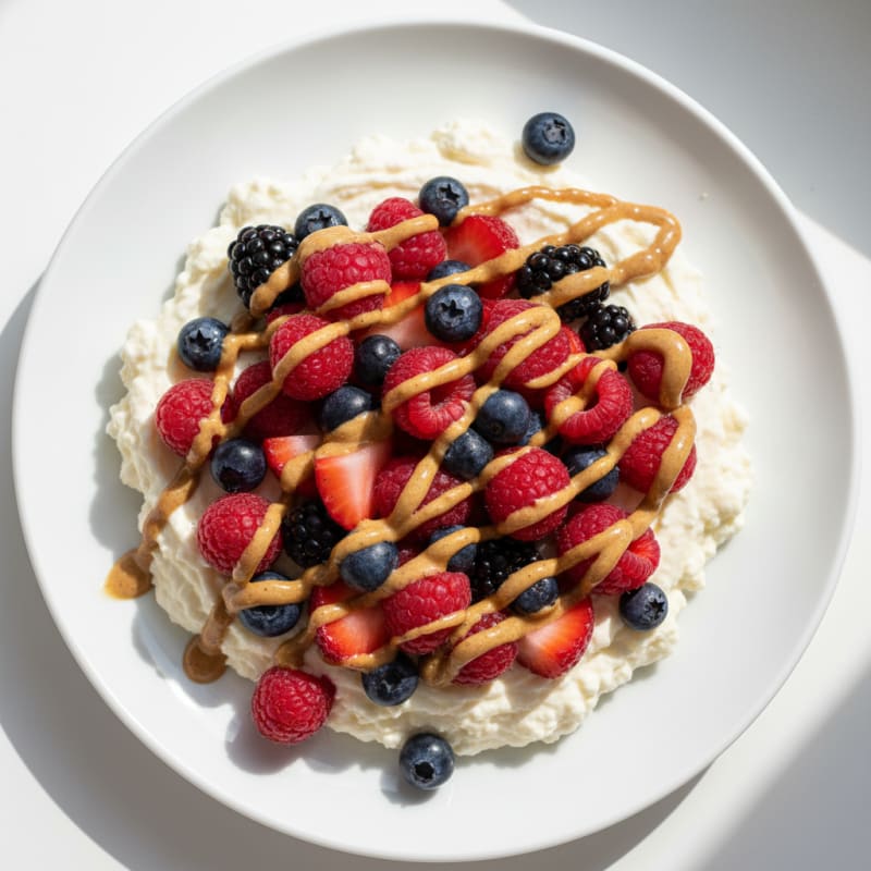 Silky Cottage Cheese Protein Pudding with Mixed Berries